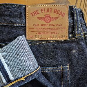 FLAT HEAD JAPANESE DENIMMen's Dark Blue Straight Jeans